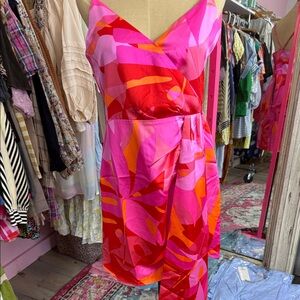 Sugarlips Vibrant Pink and Orange Mini Dress